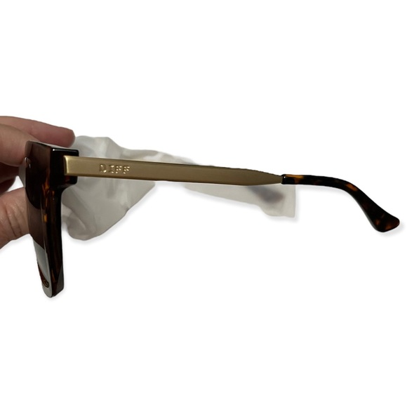DIFF Hailey Sunglasses Tortoise Gold Frame Grey Lenses Oversized Square Sunnies - Picture 7 of 10